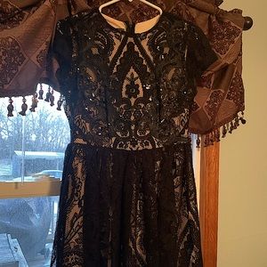Wyatt Black lace/sequin overlay formal dress